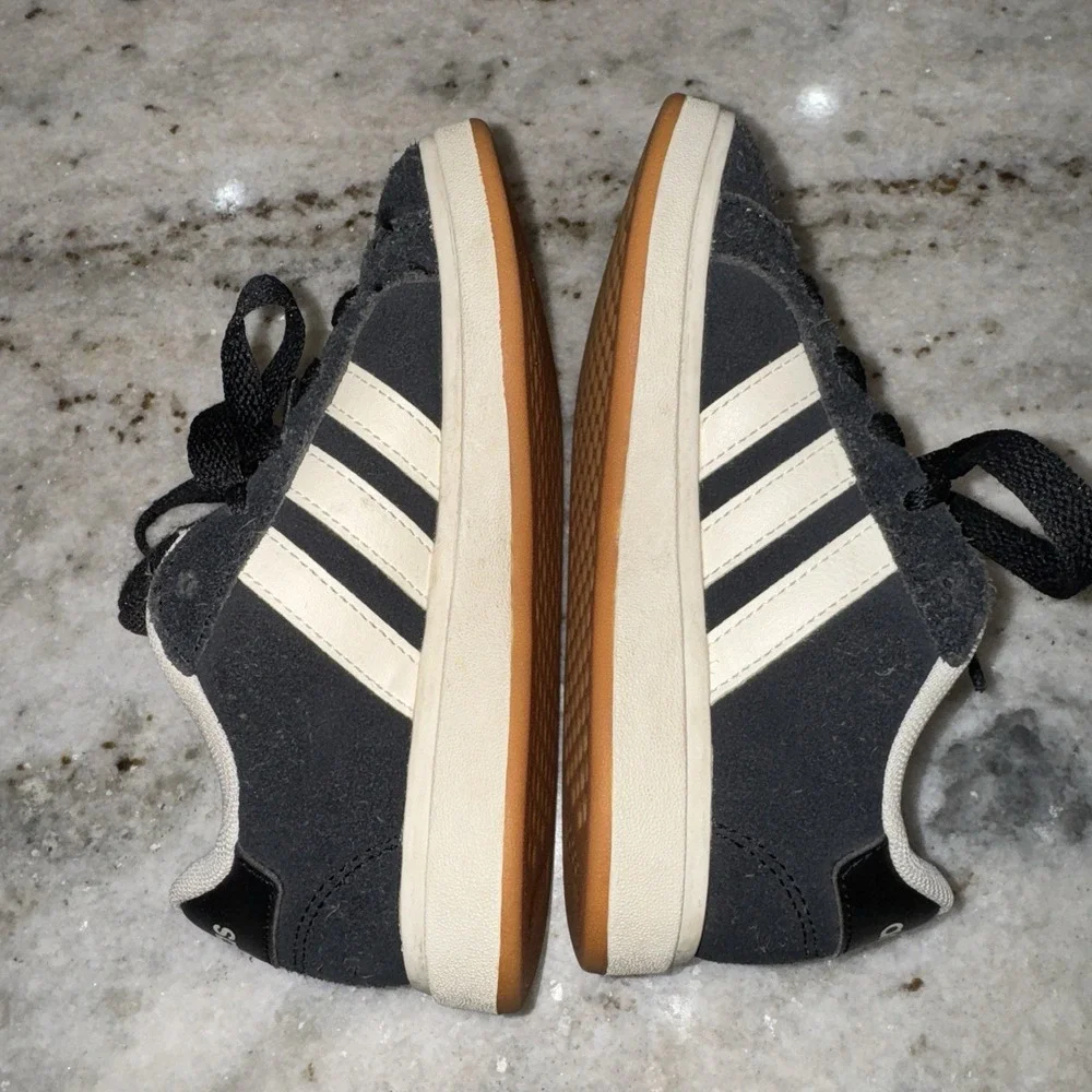 Adidas Grand Court 00s Core Black White Suede Lace Up Sneakers Toddler 11 K